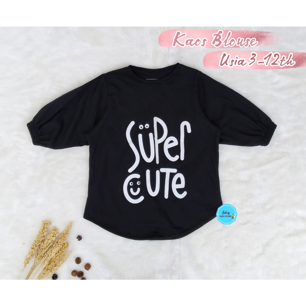 Kaos anak perempuan kekinian model terbaru katun combed baju blus anak cewek korea