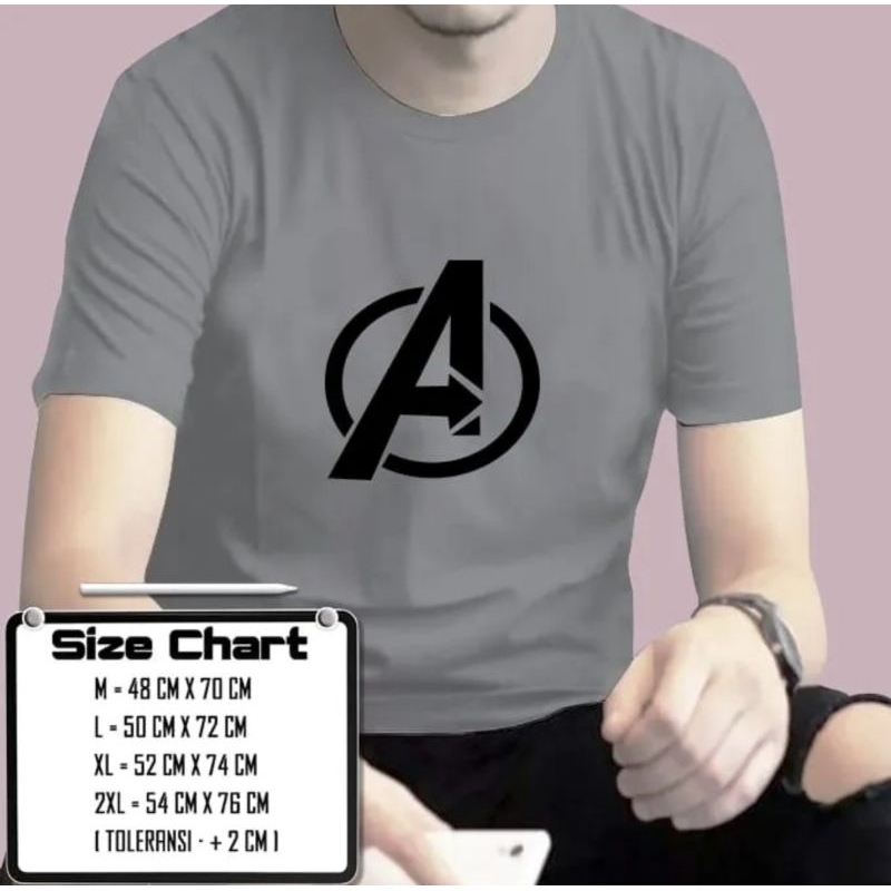 Kaos pria huruf A dewasa kaos oblong pria kaos dewasa M L XL XXL unisex