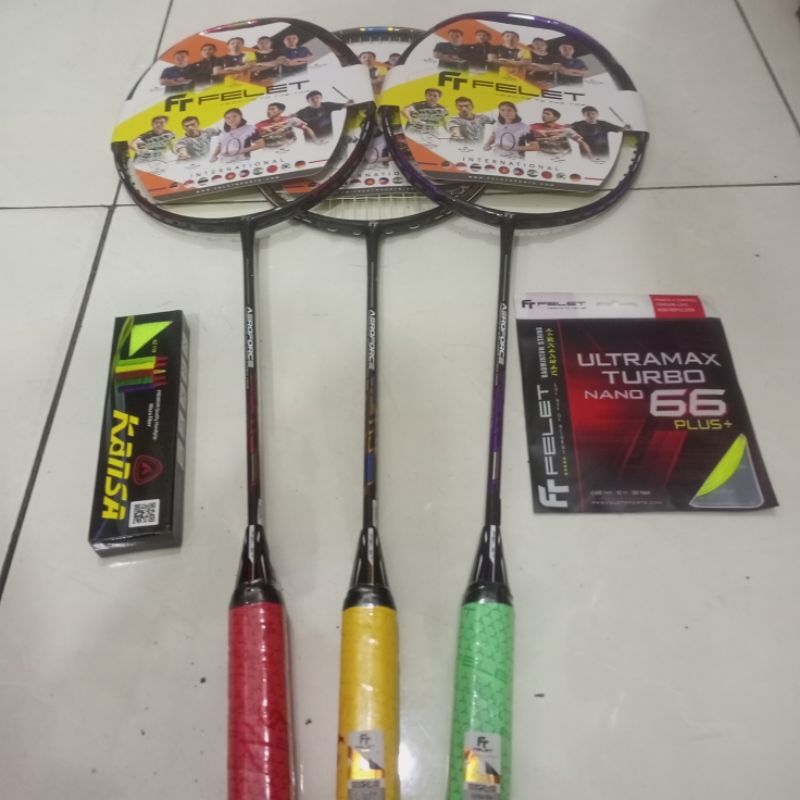 Raket Badminton Felet Aero force /Free pasang senar.45 lbs