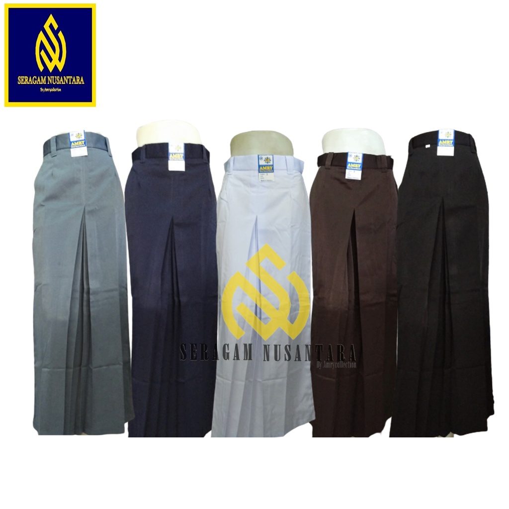 Rok Panjang Span Rempel Satu Seragam Sekolah SMA Abu Coklat Pramuka Putih Hitam High Twist