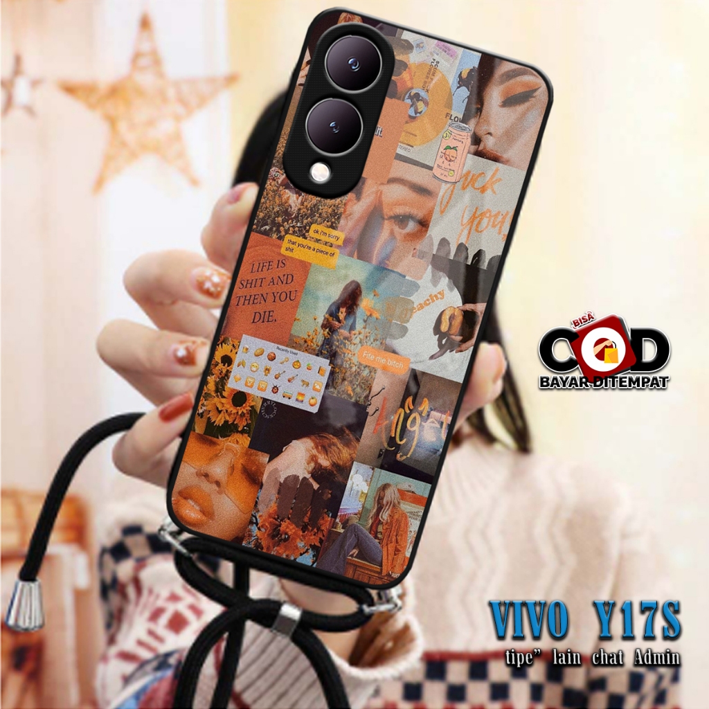 SOFTCASE KILAU + Tali CASE SILIKON VIVO Y17S Y17 S SLING KACA | MC805 | PRO CAMERA CASE SILICON MAN 