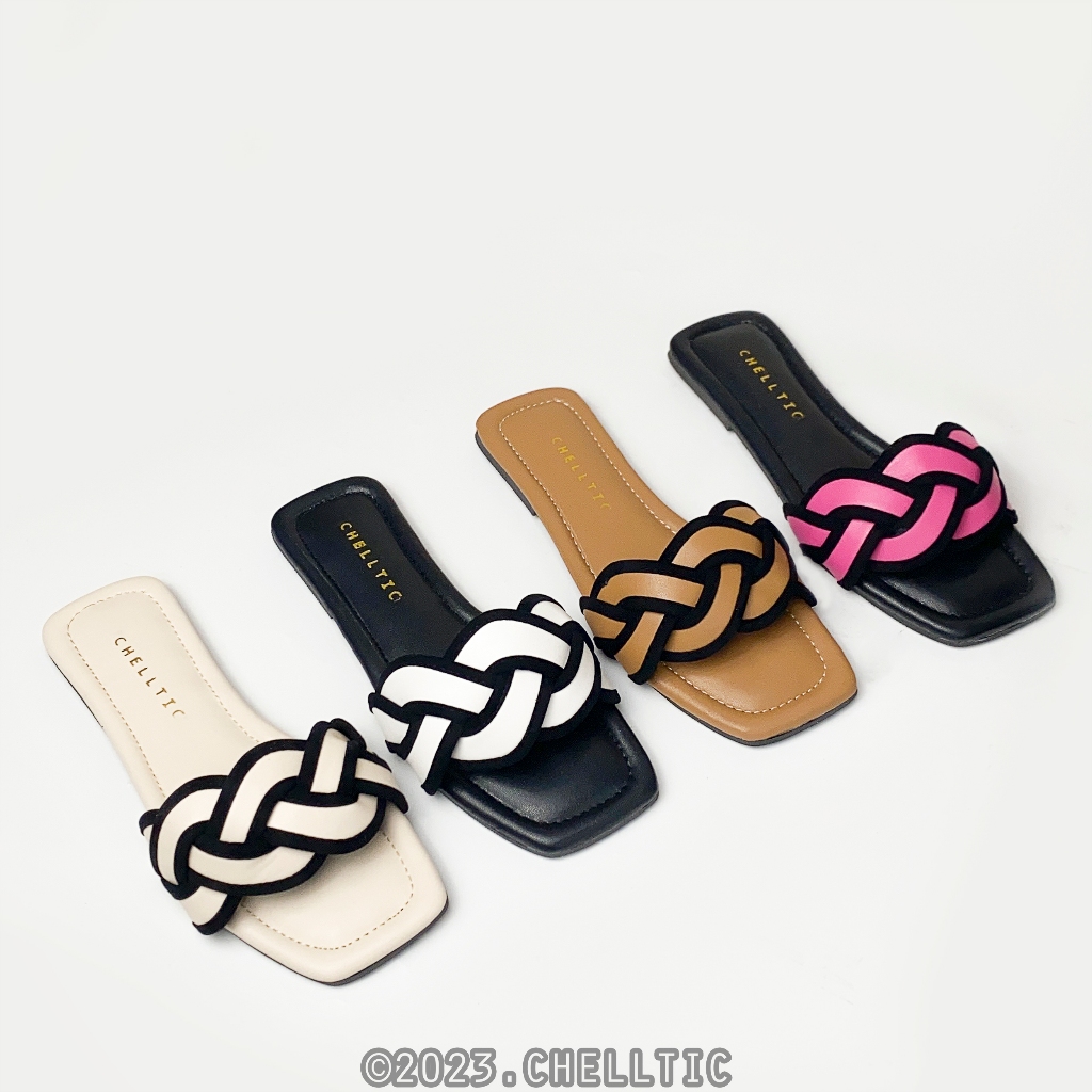 GALAXY Sandal Wanita Kekinian Terbaru Sendal Slop Slip On Wanita Sandal Teplek Tanpa Hak Sndal Selop