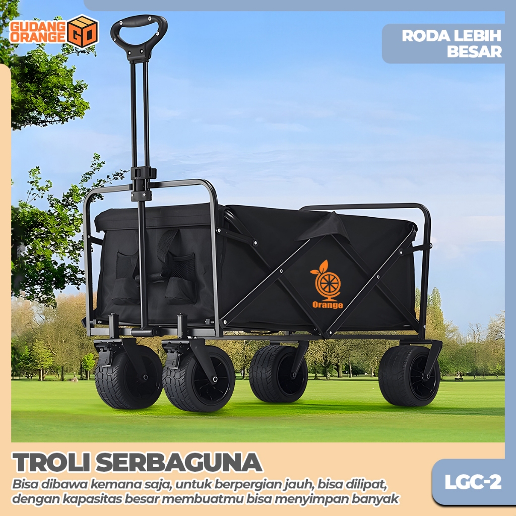 GOI- Trolley Camping Keranjang Lipat Belanja Pantai Dengan Roda Besar