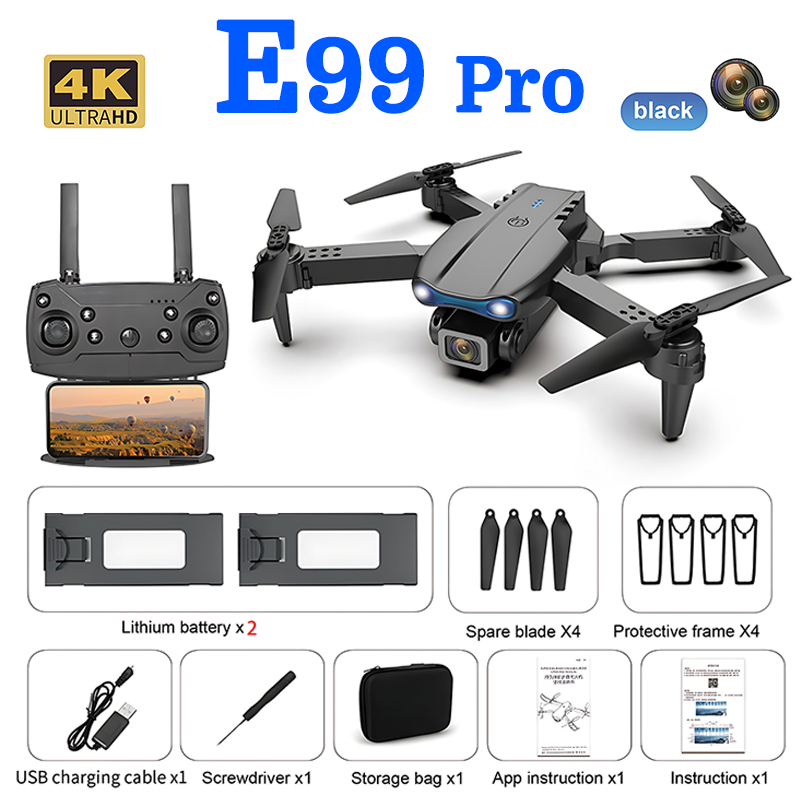 Smart Drone E99 Pro 4k HD Dual Camera Shoot Original Indoor Outdoor Drone Dron berkualitas foto udara  Mini RC Remote control ponsel