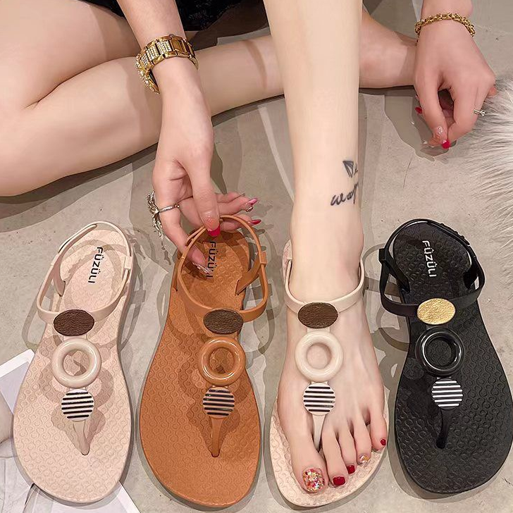 Star Seller.. TG1606 Sandal Jepit Tali Wanita/Sandal Pantai Cantik Bohemian Segitiga/Bulat.