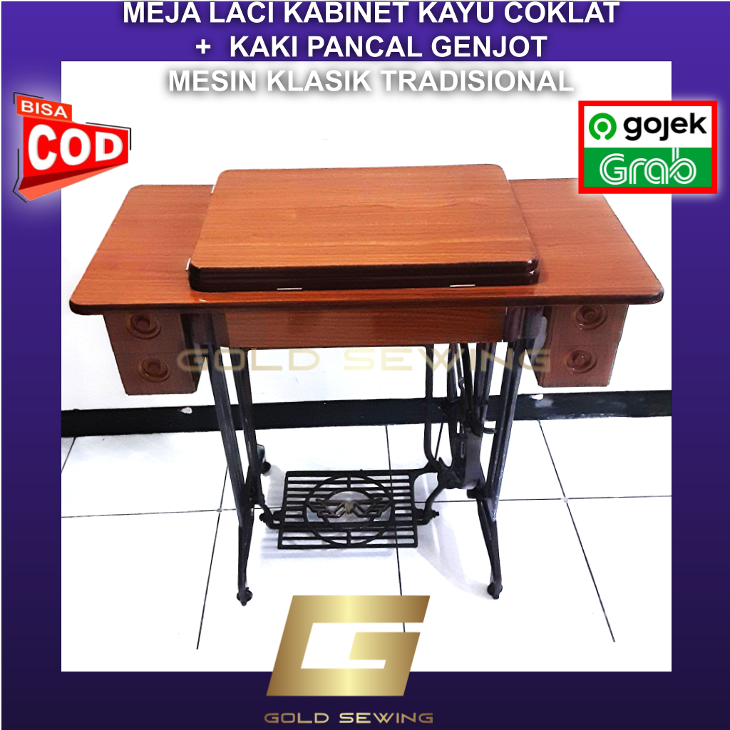 Meja Laci Kabinet Kaki Pancal Genjot SET Mesin Jahit Tradisional