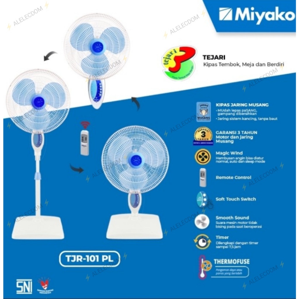Kipas Angin berdiri 16" Remote Miyako Tjr 101 / Stand fan 16" Miyako remote