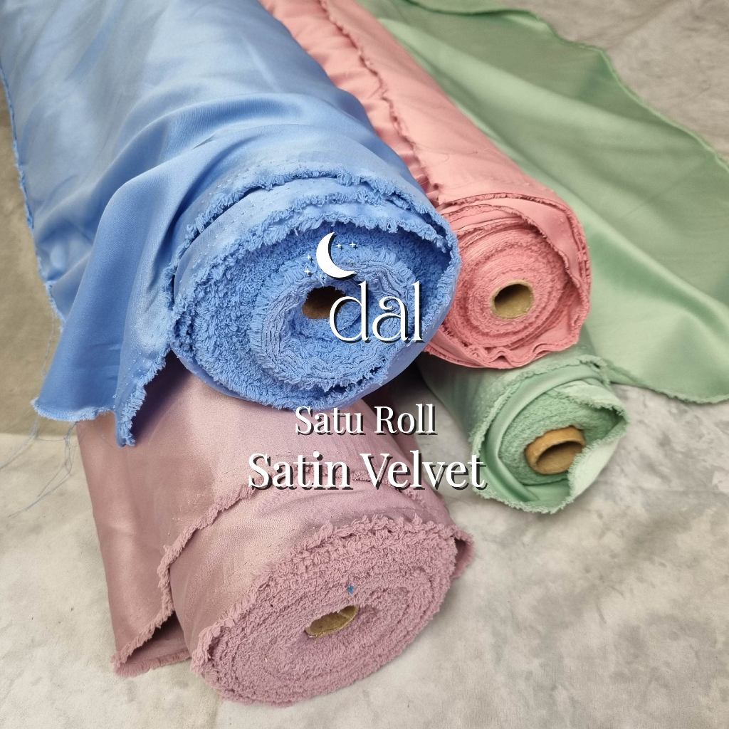 1 Roll Kain Satin Silk Velvet Bahan Dress, Bridesmaid, Kebaya, Furing
