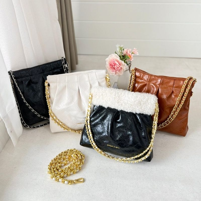 PROMO SALE Tas ck selempang bahu tote bag hitam coklat putih bulu