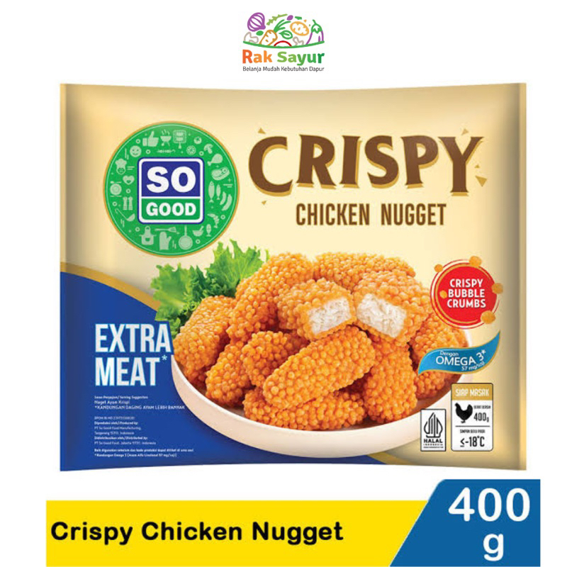 

Crispy Chicken Nuget So Good 400gr Frozen Food Rak Sayur Padang
