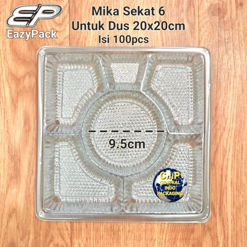 (Isi 100) MikaTray Nasi Sekat 6 Untuk Dus Nasi 20x20cm EP(EazyPack).