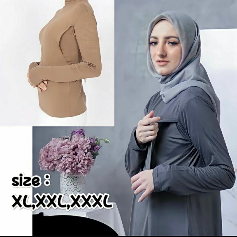 Baju Manset Ibu Menyusui Bunsui Friendly Bukaan Samping Lengan Panjang