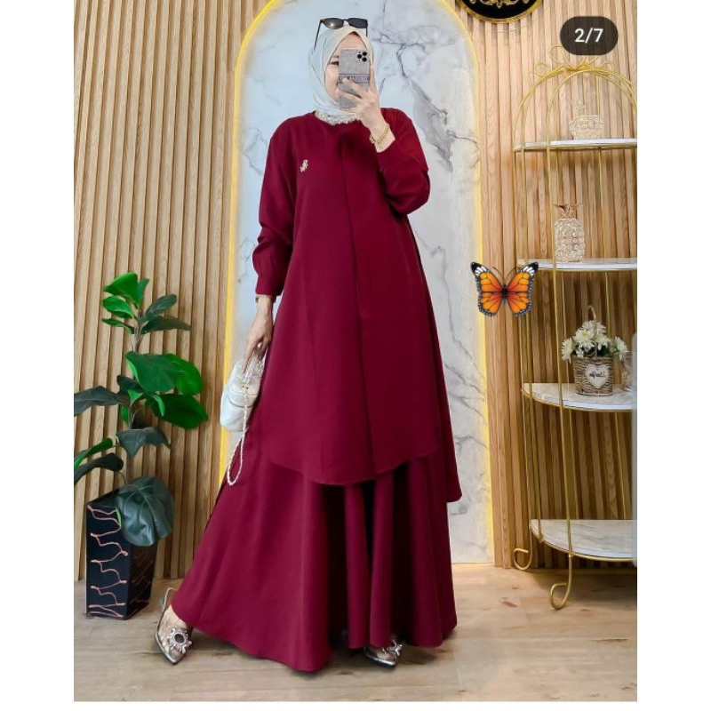SET LONG TUNIK ROK KULOT