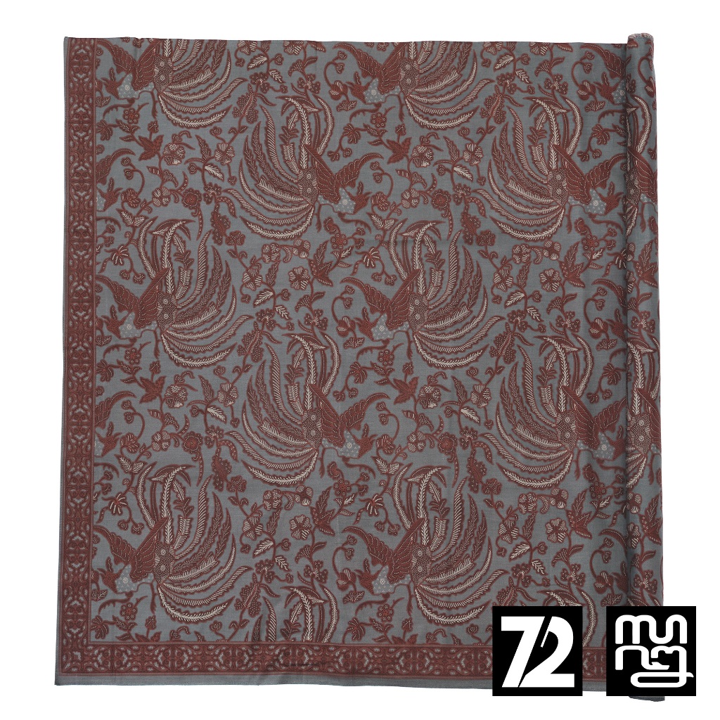 KAIN BATIK KATUN Premium Motif Burung Phoenix Warna Abu Abu Grey Gray 727092 Cap 72 Jarik Jarit Samp