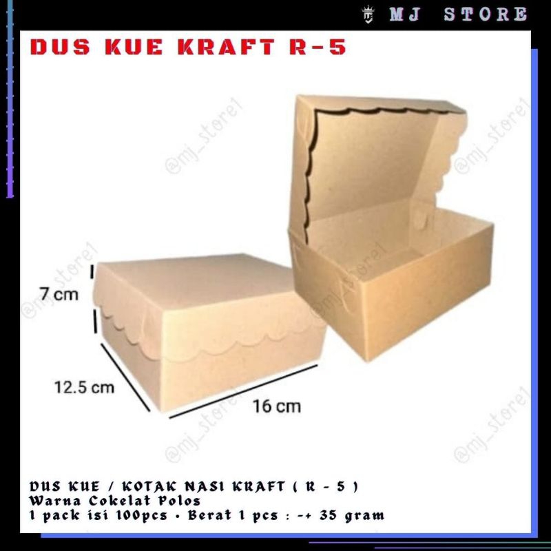 

DUS KUE R5 KRAFT. UK. 16x12.5x7cm / KOTAK KUE / KOTAK SNACK / KOTAK NASI / KOTAK HAJATAN / BOX BERKAT / DUS MAKANAN COKLAT