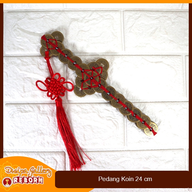 Pedang Koin Cina Kuno Fengshui Keberuntungan 24 cm