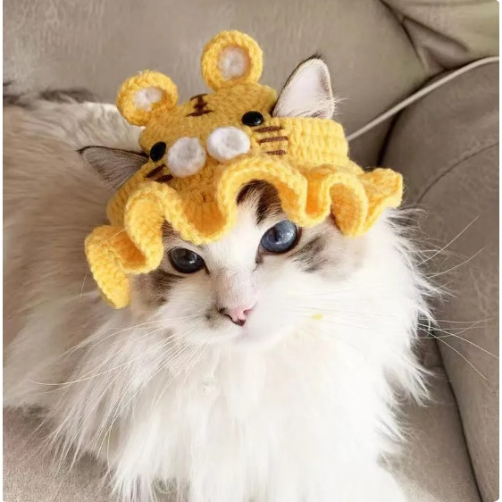 Topi Rajut Kucing Topi Hewan Peliharaan Topi Kucing Lucu Aksesoris Kucing Topi Rajut Polos Premium K