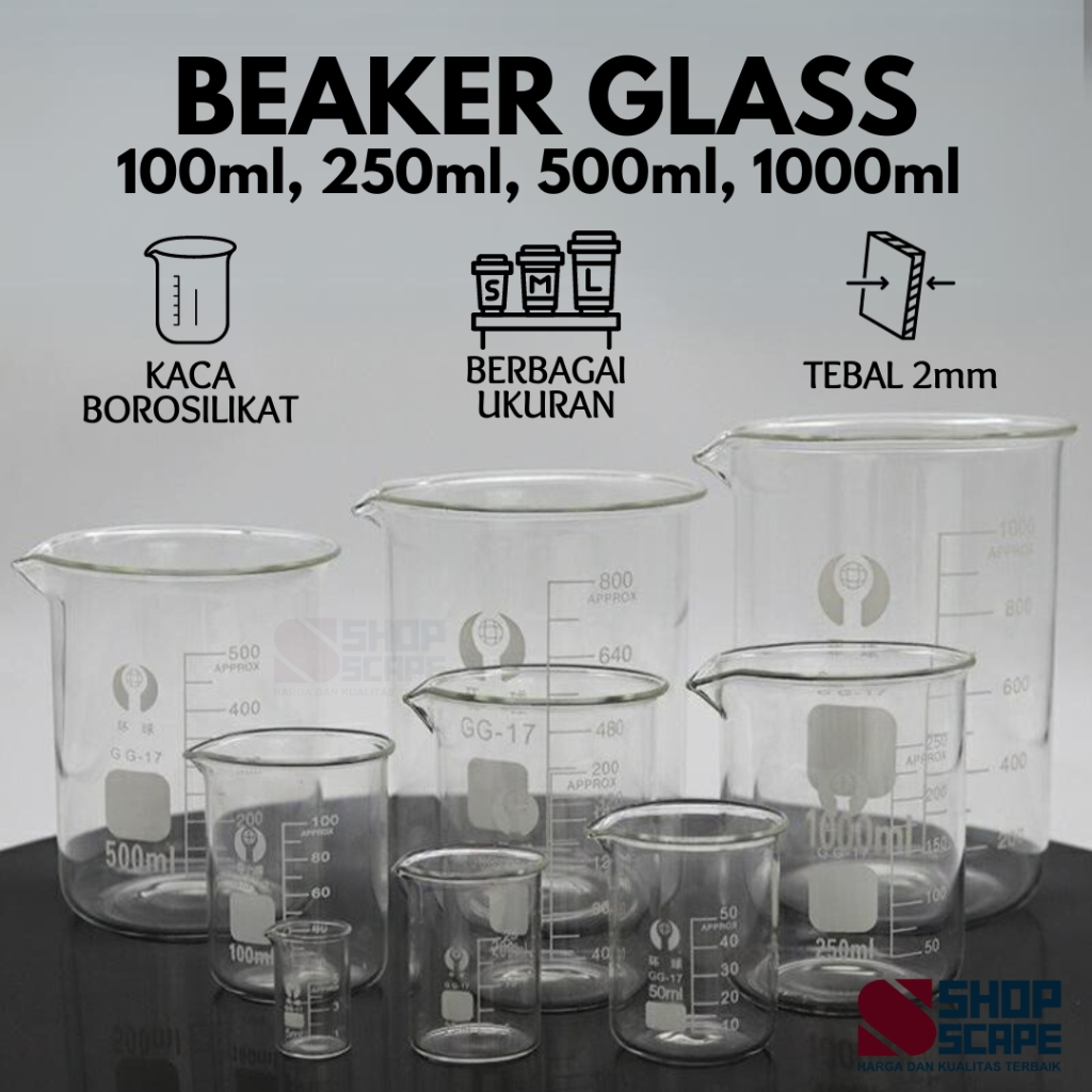 Gelas Ukur Kaca 100ml 250ml 500ml 1000ml / Gelas Takar Takaran Ukuran