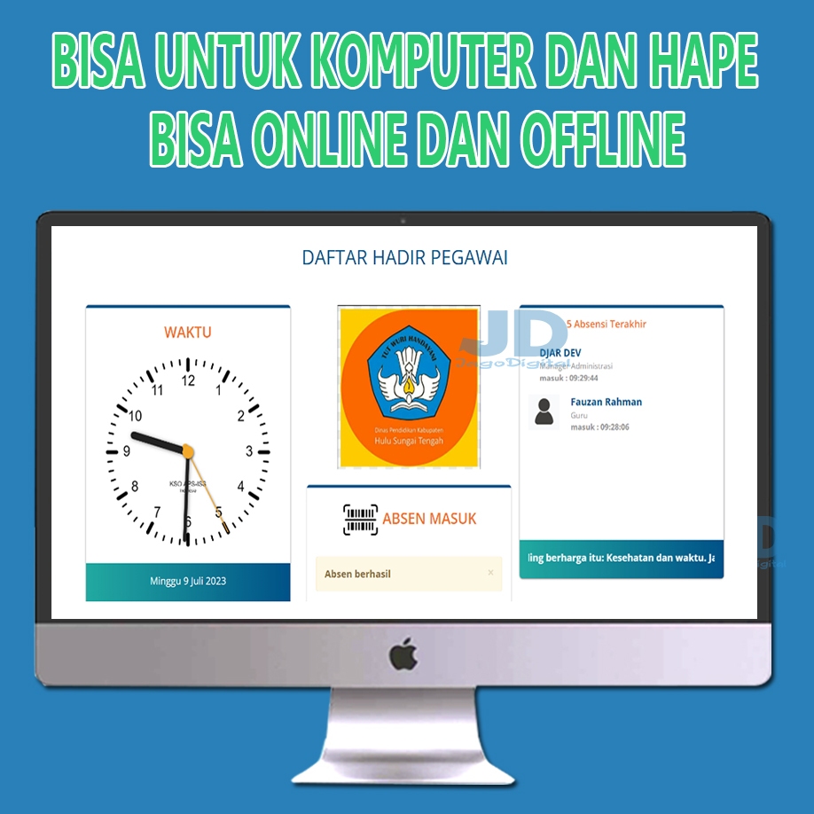 Aplikasi Absensi Siswa dan guru dengan Barcode Berbasis Web bisa online atau offline gand