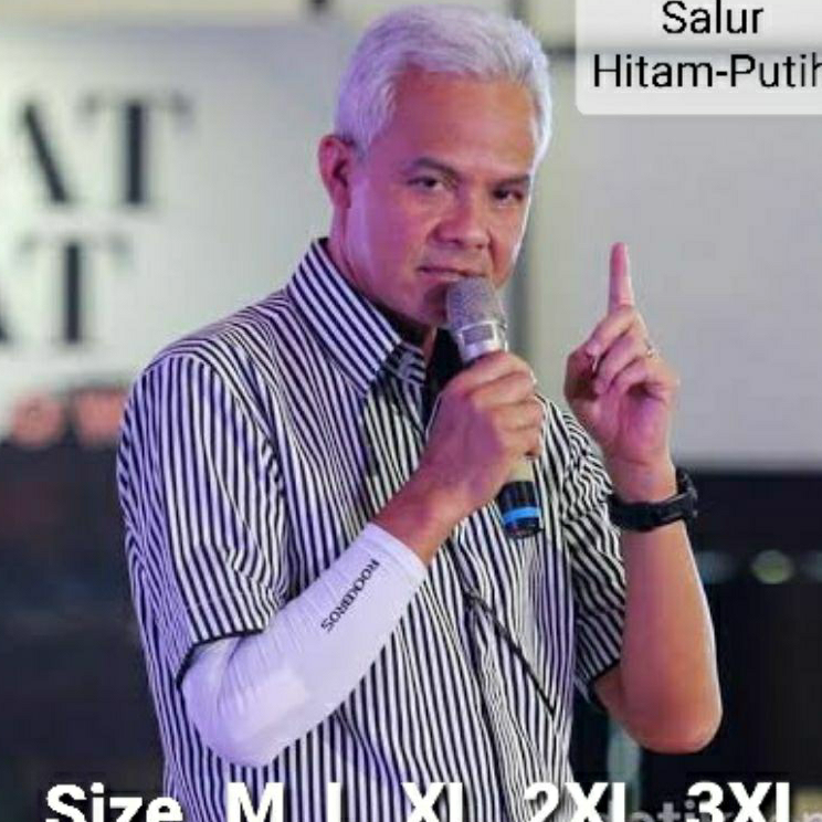 ➾❃❇ Kemeja Pria Garis Salur Hitam Putih Lengan Pendek Basic Ganjar Pranowo Atasan Hem Cowok Motif St