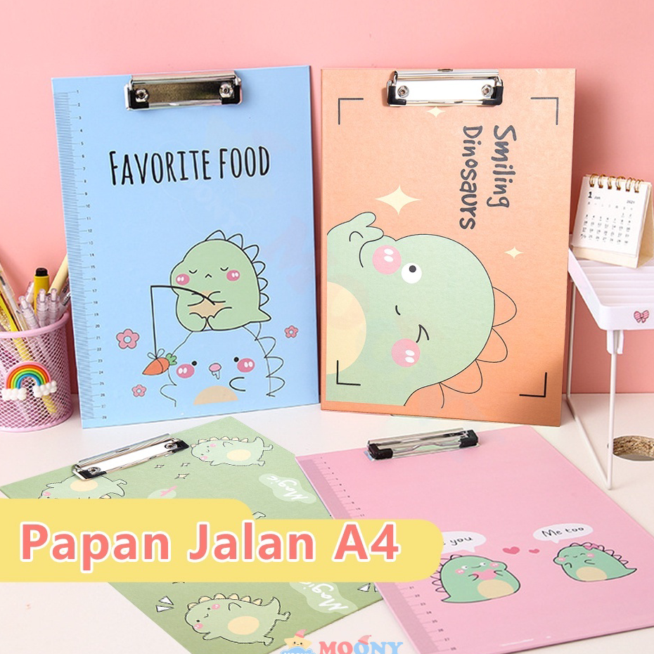 

☋➔✰✪ Moony Papan jalan A4 Papan alas ujian aesthetic Papan clipboard dino Alas ujian