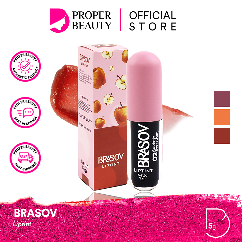 BRASOV Liptint Indonesia / Lip Tint 5g / Warna Pigmented Color / Pelembab Bibir / Tahan Lama / Kerin