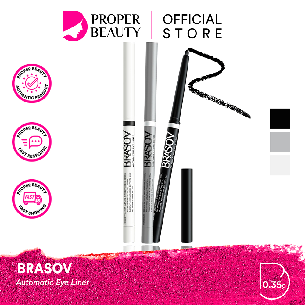 BRASOV Automatic Eye Liner Indonesia / Eyeliner Putar 0.35g / Long Lasting / Waterproof Tahan Air / 