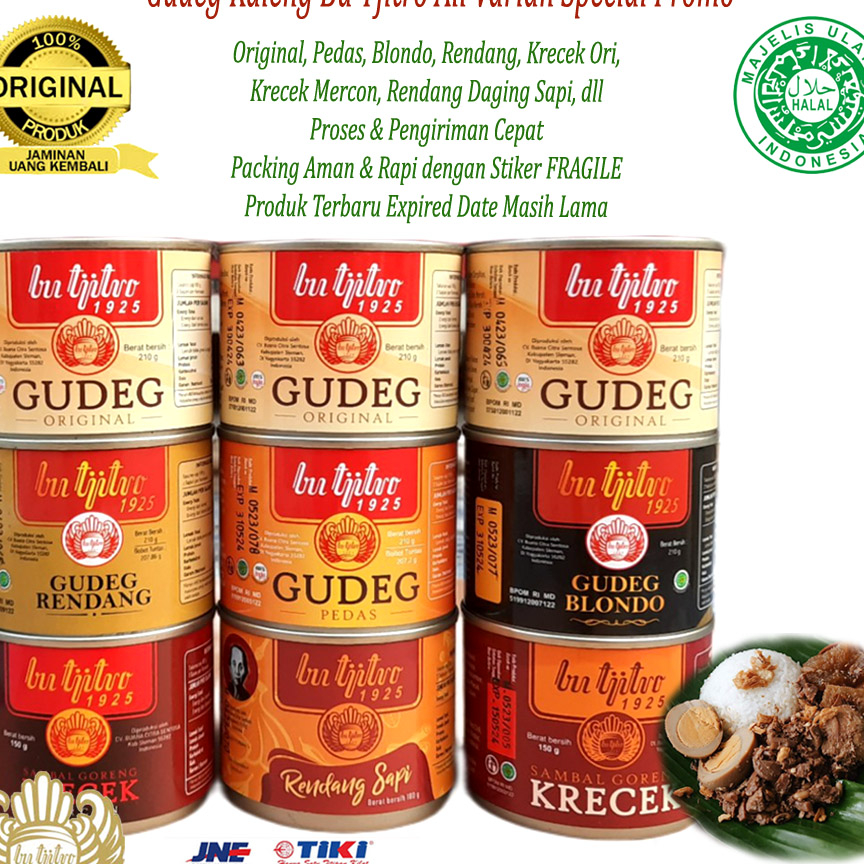 

HWYL1480 8.8 Gudeg Kaleng Bu Tjitro All Varian Special Promo Free Bubble Wrap