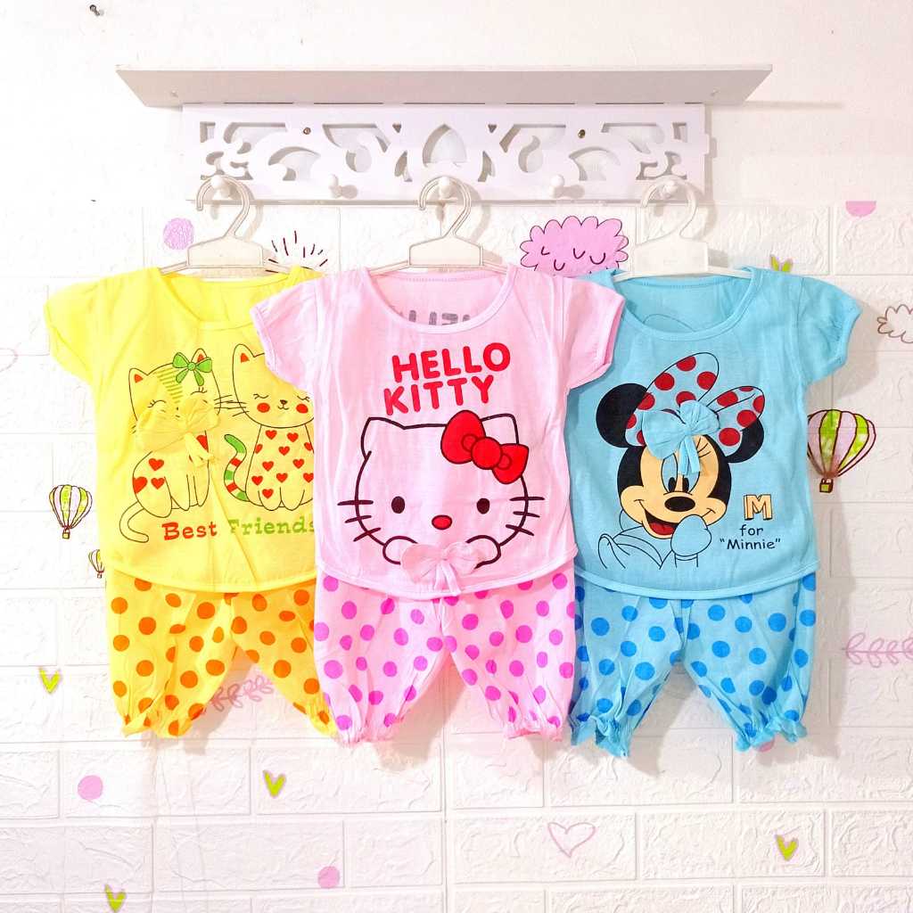 3 PASANG STELAN KARAKTER ANAK PEREMPUAN 0-12 BULAN/BAJU BAYI PEREMPUAN 0-12 BULAN/BAJU ANAK PEREMPUA