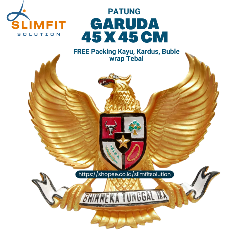 Pajangan Dinding Lambang Negara Garuda Pancasila 3 Dimensi Fiber Logo Burung Garuda Gold Timbul
