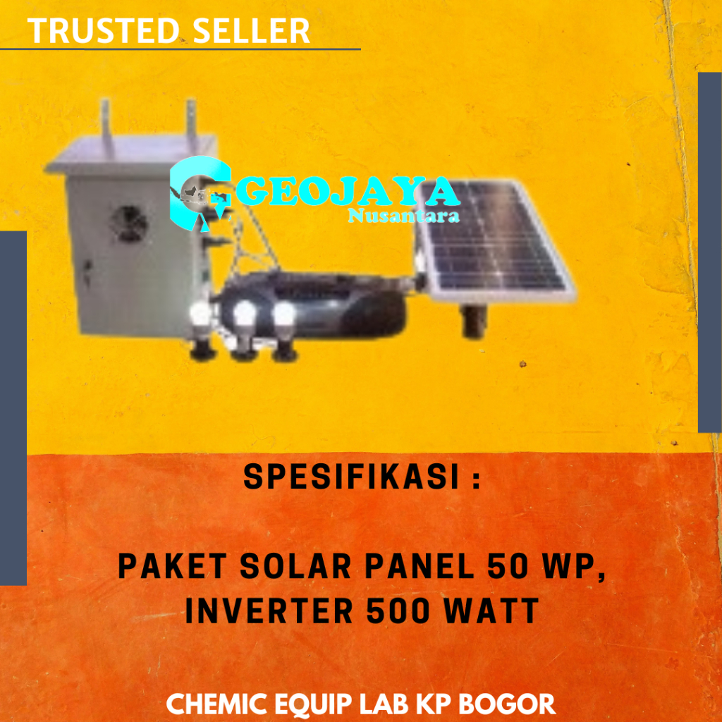 Paket Solar Panel 50 WP, Inverter 500 Watt