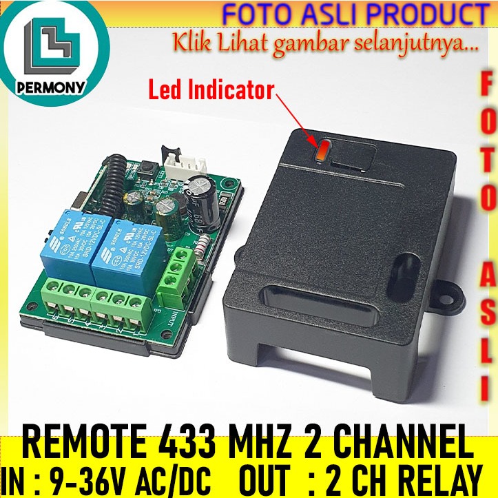 Relay Switch 433 Mhz 2Ch 433MHz 2 Ch Wireless RF Receiver 9-36V DC Remote