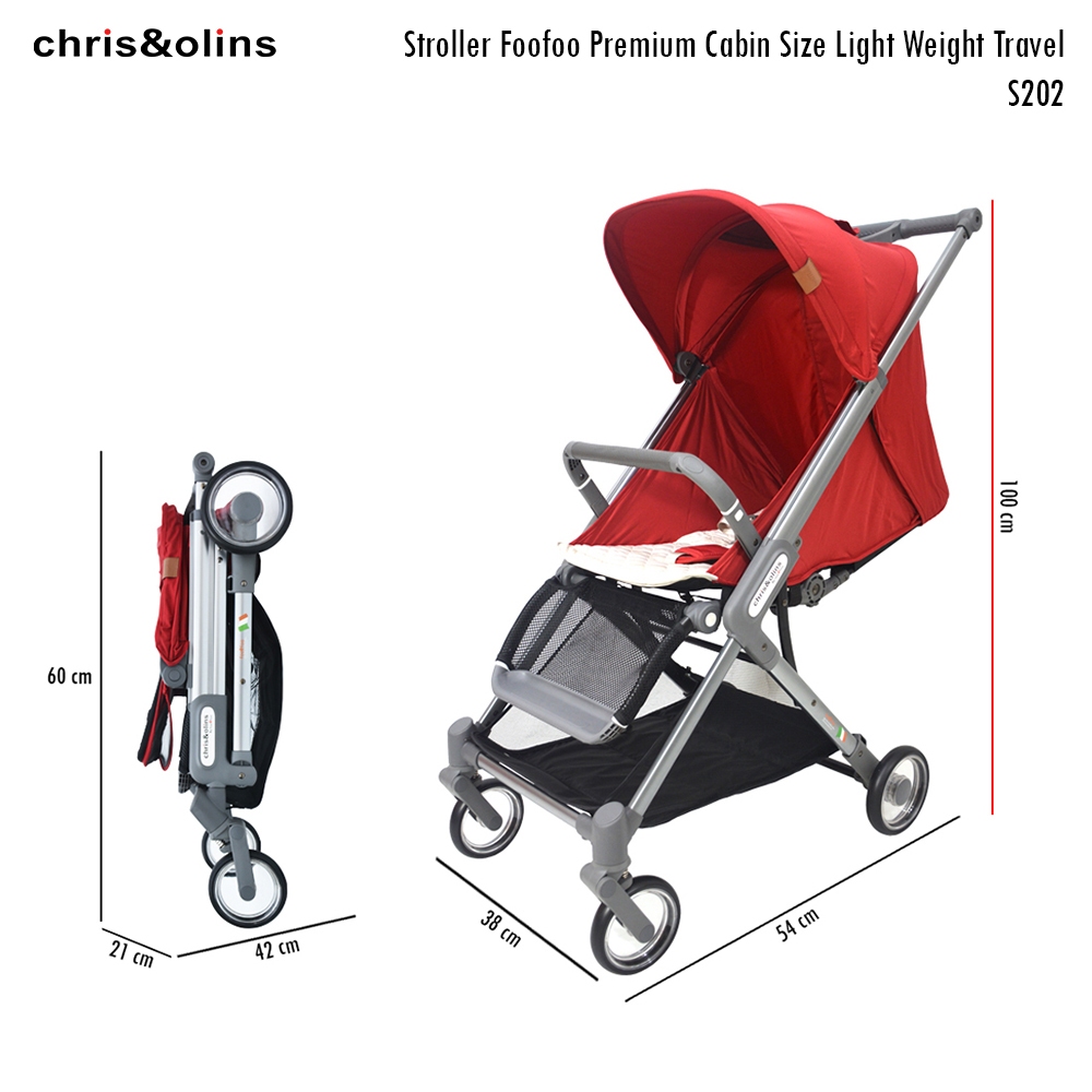 Official ChrisOlins S202 Stroller FooFoo Premium Cabin Size Light Weight Travel Kereta Dorong ………………