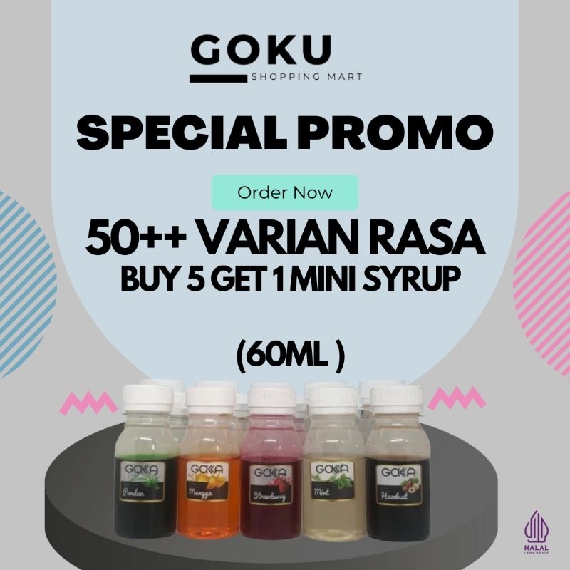 

Gokka Syrup kecil 60 mL ( 50++ Varian ) / Sirup 60ml Beli 5 Gratis 1 Sample