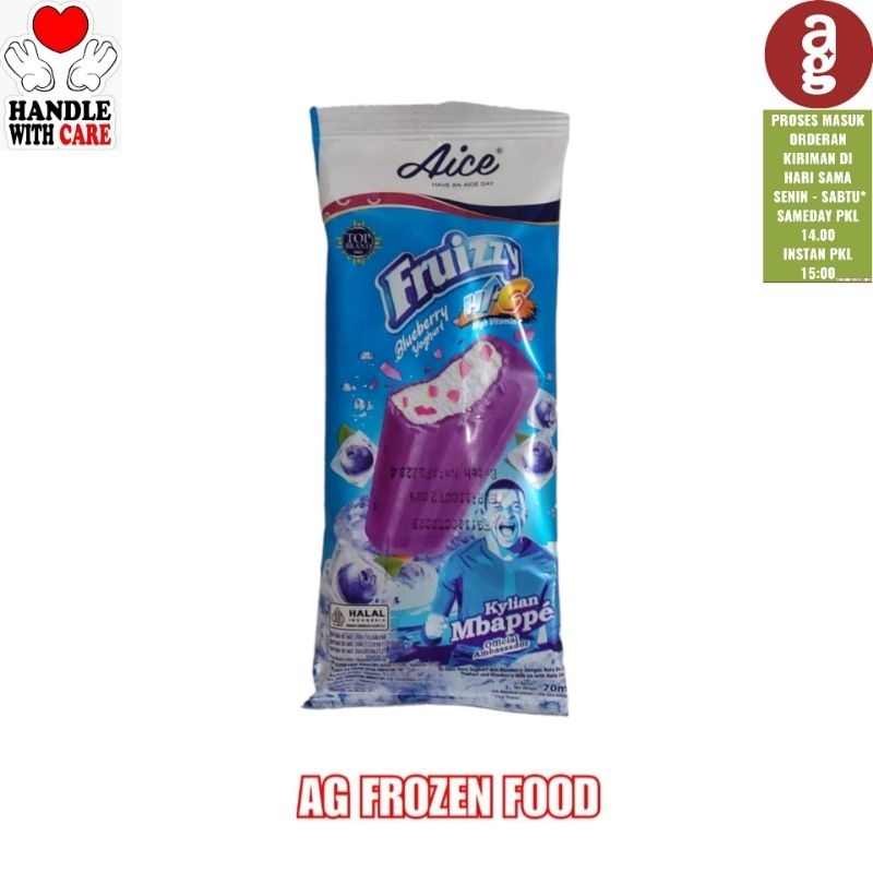 Aice Fruizzy Blueberry Yogurt Stick 70 Ml ( Dikasih Es Block Dari Toko )