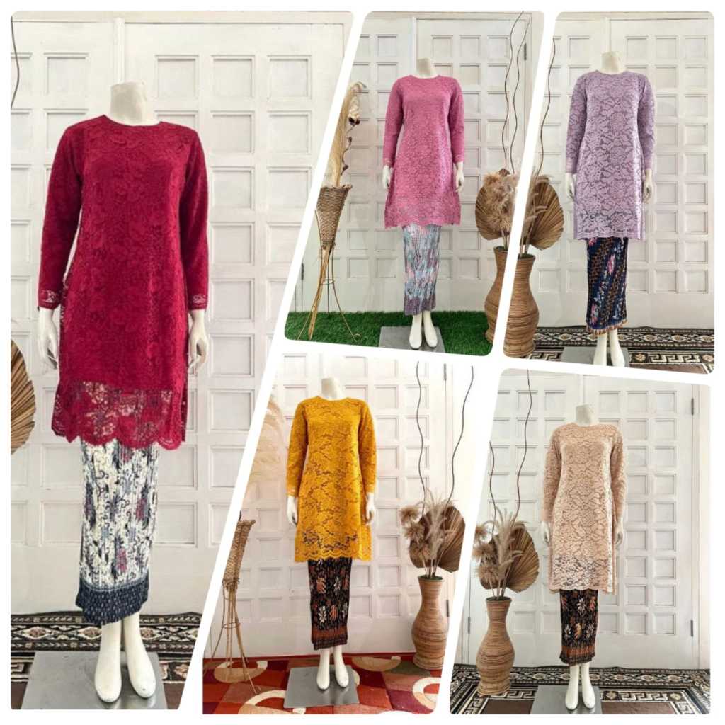 Set kebaya shakira - kebaya tunik jumbo - kebaya modern brokat /kebaya modern jumbo/kebaya jumbo ld 