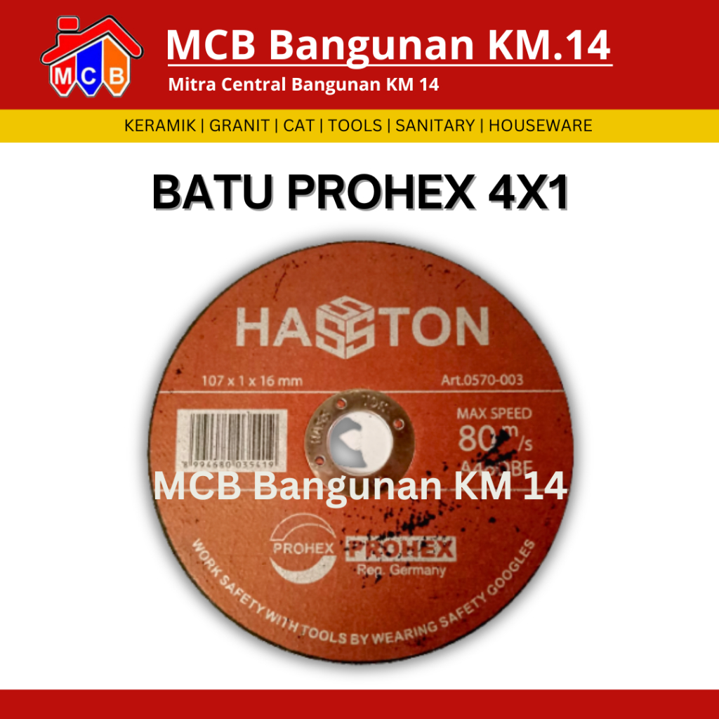 Batu Gerinda Potong / Mata Gerinda Potong 4” Hasston / Batu Gerinda Gurinda Prohex 4x1