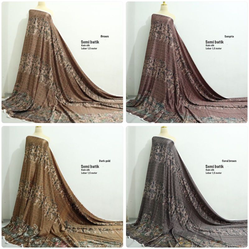 Kain silk meteran // bahan silk // motif semi batik // kain batik