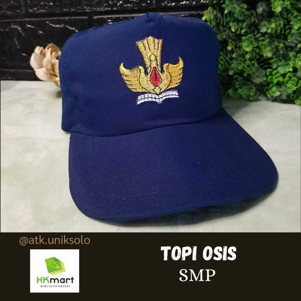 TOPI SEKOLAH SMP BORDIR BIRU NAVY POLOS, TOPI OSIS SMP MURAH