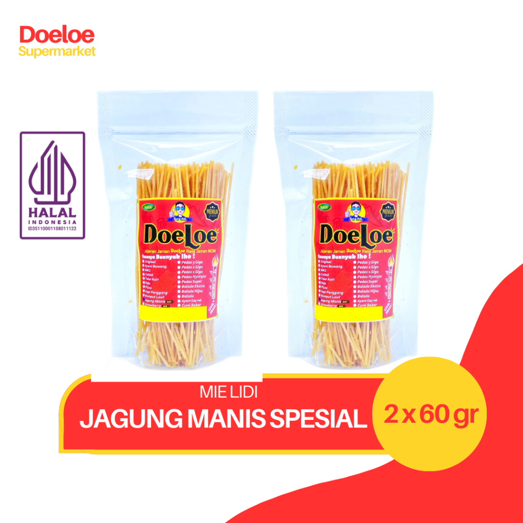 

Doeloe Mie Lidi Rasa Jagung Manis Spesial Pouch Snack Kang Ask 60gr x 2 Pcs