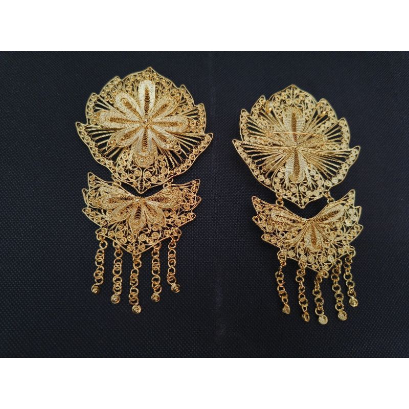 bros kebaya lapis emas 24k asli kerajinan tangan bukan buatan mesin. bros emas bros etnik bros temba