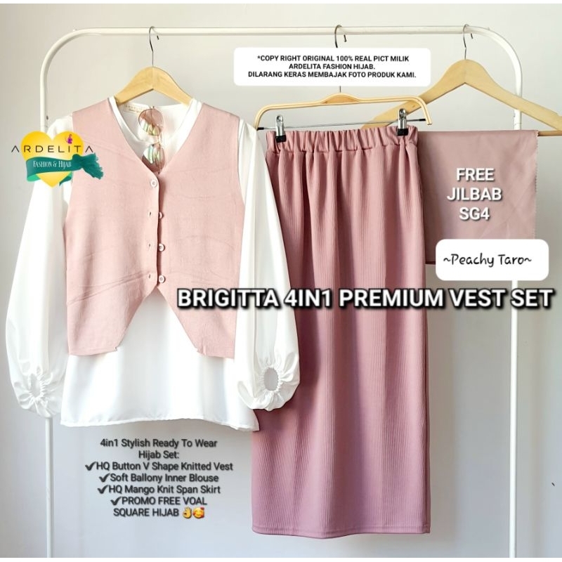PROMO FREE HIJAB ❤️ BRIGITTA 4IN1 PREMIUM VEST SET ORI BY ARDELITA FASHION HIJAB SETROK KEKINIAN TER