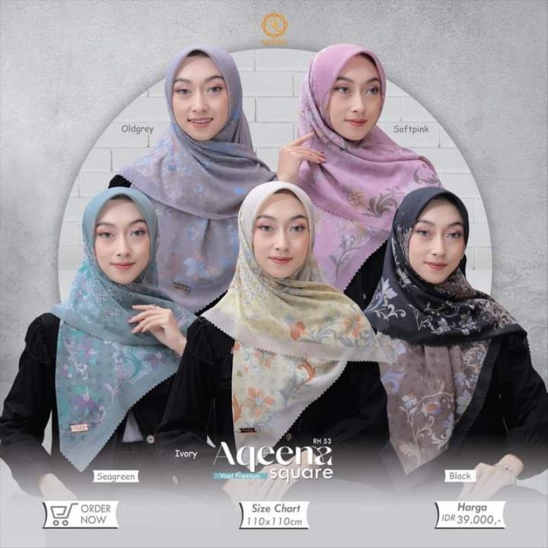 Hijab Segi Empat Zyza Hijab Raudhah Scarf Premium Aqeena Square Series