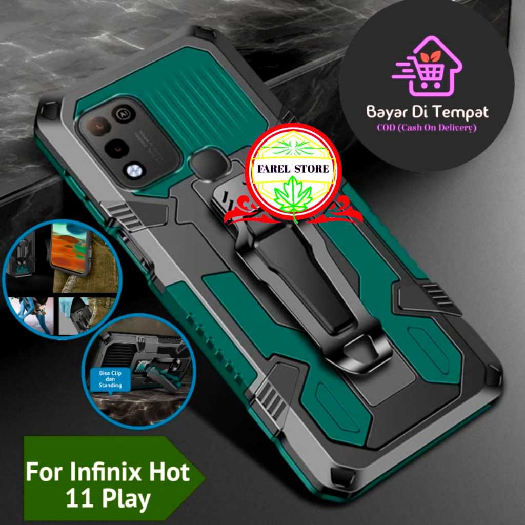 CASE INFINIX HOT 11 PLAY CASE HP CASING STANDING BACK KLIP HARD CASE ROBOT NEW COVER HOT 9 PLAY HOT 