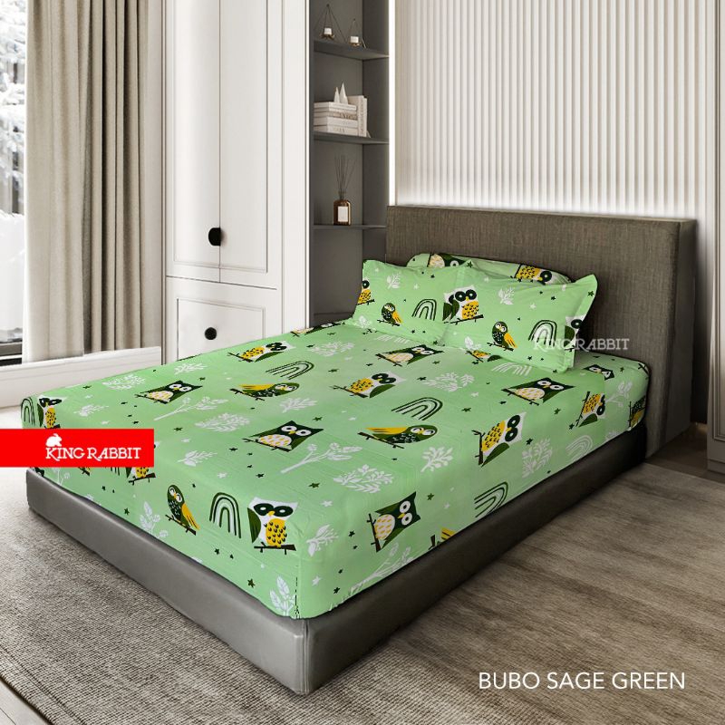 King Rabbit Sprei Sarung Bantal & Sarung Guling Motif Bubo Sage Green