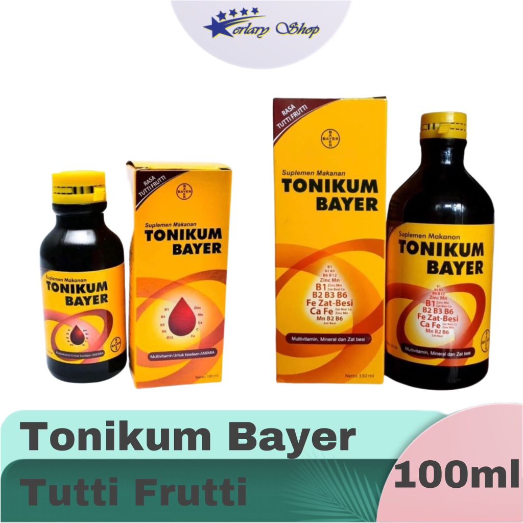 Tonikum Bayer 330ml - 100ml rasa tutti frutti / multivitamin dan zat besi / suplemen penambah darah