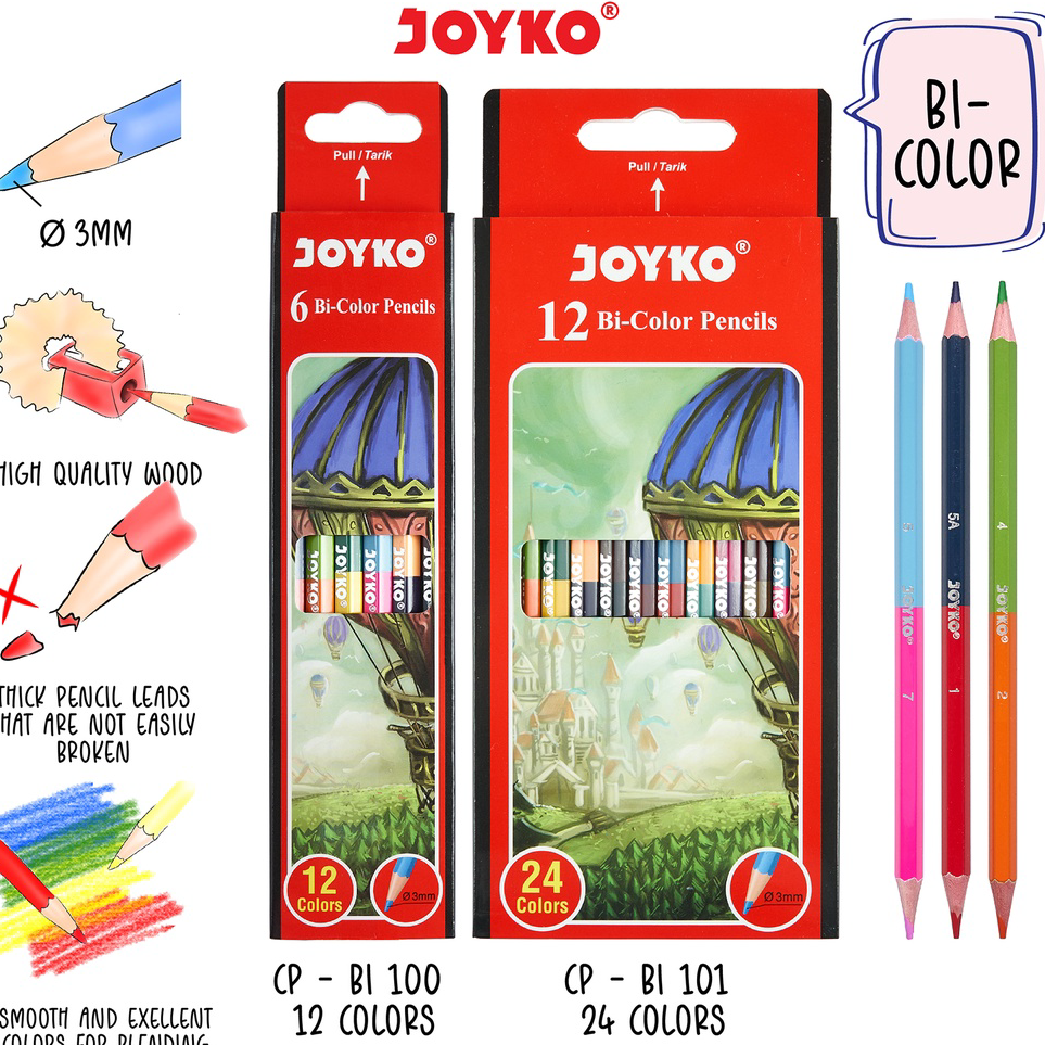 

➧✾ Joyko Bi-Color Pencils Duo Color 2 Warna Per Pensil Best