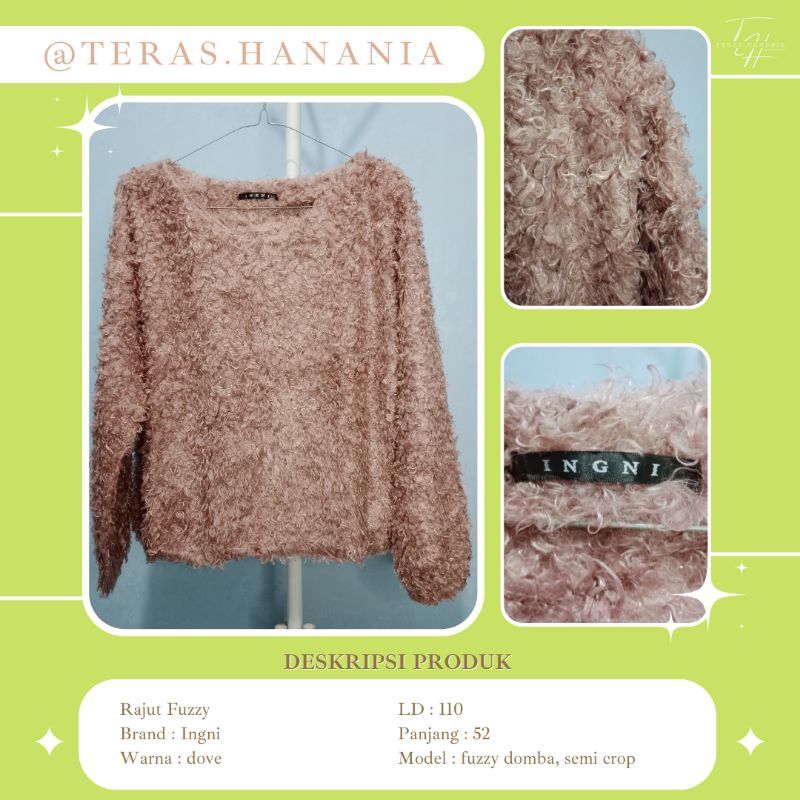Teras Hanania | Pakaian Wanita Atasan Sweater Rajut Fuzzy Bulu Domba