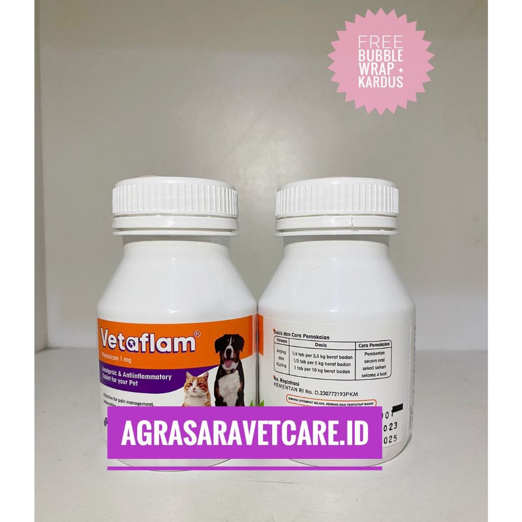 Vetaflam 1 Tablet - meloxicam 1 mg analsik antiinflam anjing kucing