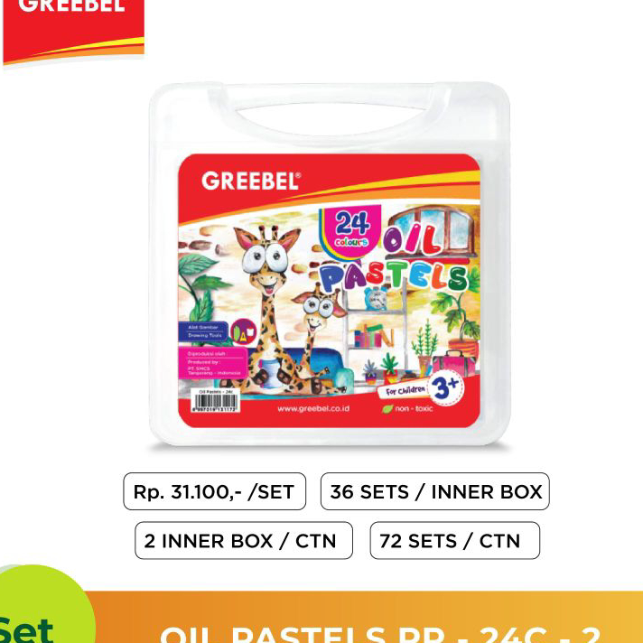 

➱➴≛❉ OIL PASTEL GREEBEL 24C / Crayon Murah 24 warna Produk